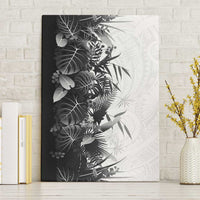 Hawaii Tropical Plant Monochrome Canvas Wall Art Vibrant Polynesian Pattern