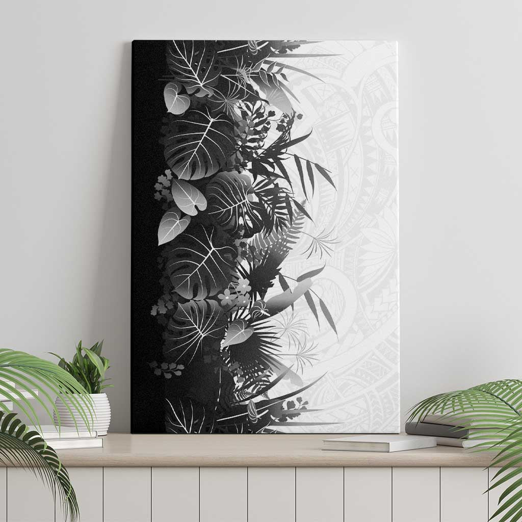 Hawaii Tropical Plant Monochrome Canvas Wall Art Vibrant Polynesian Pattern