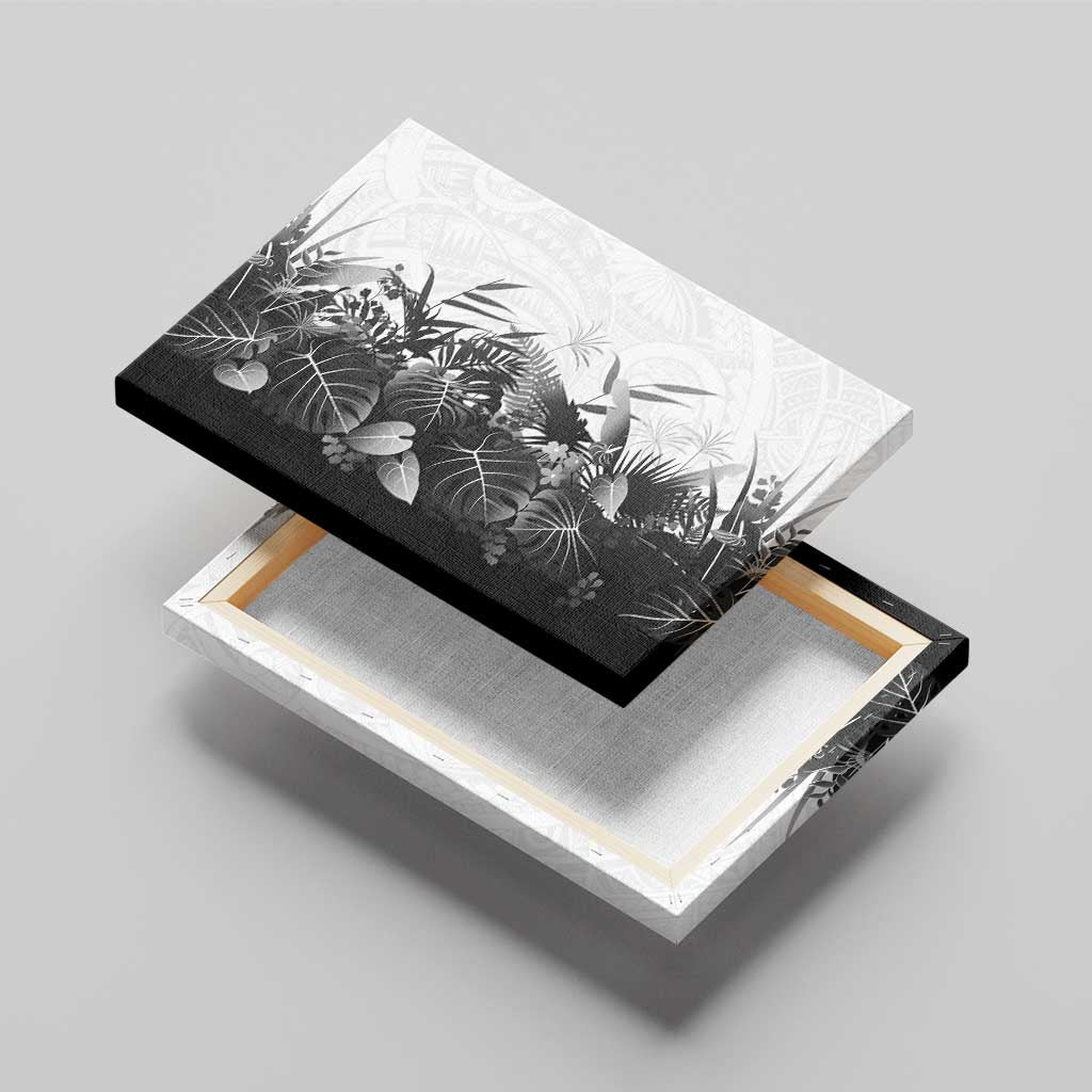 Hawaii Tropical Plant Monochrome Canvas Wall Art Vibrant Polynesian Pattern