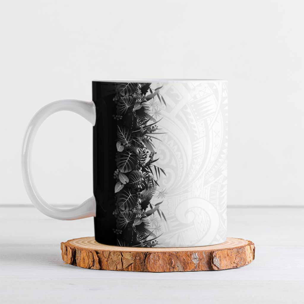 Hawaii Tropical Plant Monochrome Ceramic Mug Vibrant Polynesian Pattern