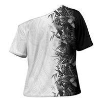 Hawaii Tropical Plant Monochrome Cross Shoulder Shirt Vibrant Polynesian Pattern