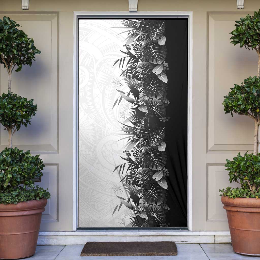 Hawaii Tropical Plant Monochrome Door Cover Vibrant Polynesian Pattern