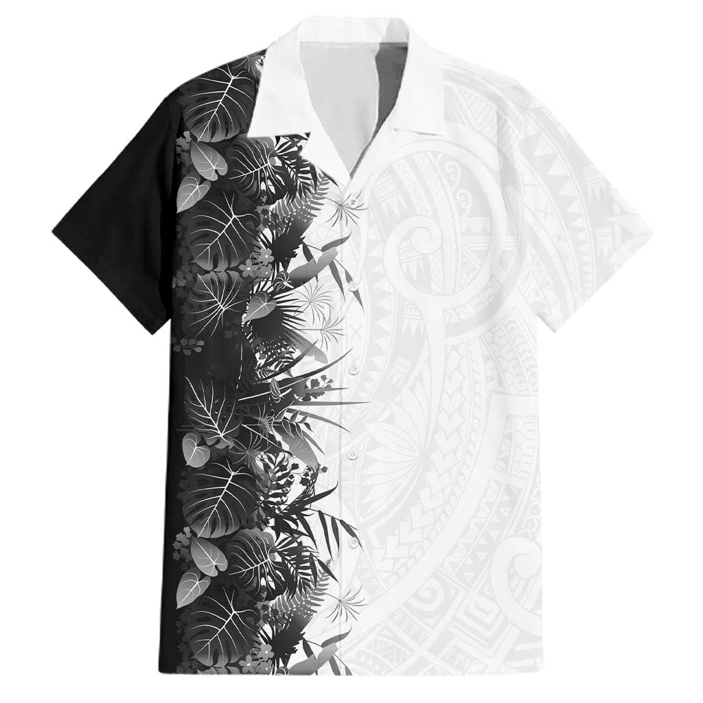 Hawaii Tropical Plant Monochrome Family Matching Puletasi and Hawaiian Shirt Vibrant Polynesian Pattern
