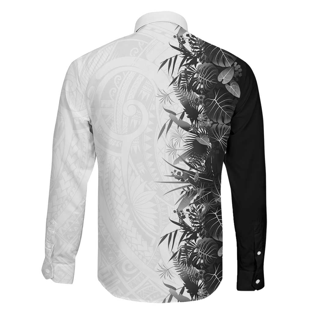 Hawaii Tropical Plant Monochrome Family Matching Puletasi and Hawaiian Shirt Vibrant Polynesian Pattern