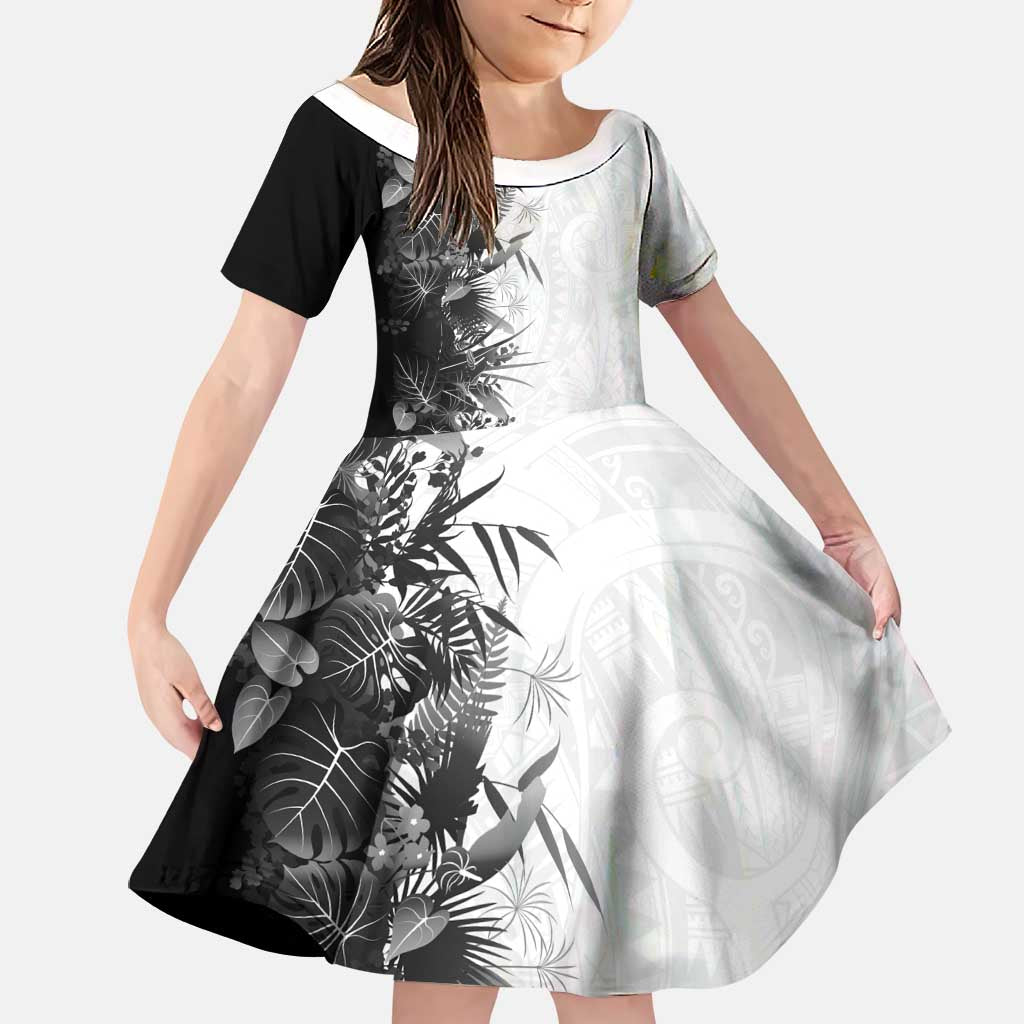 Hawaii Tropical Plant Monochrome Family Matching Tank Maxi Dress and Hawaiian Shirt Vibrant Polynesian Pattern