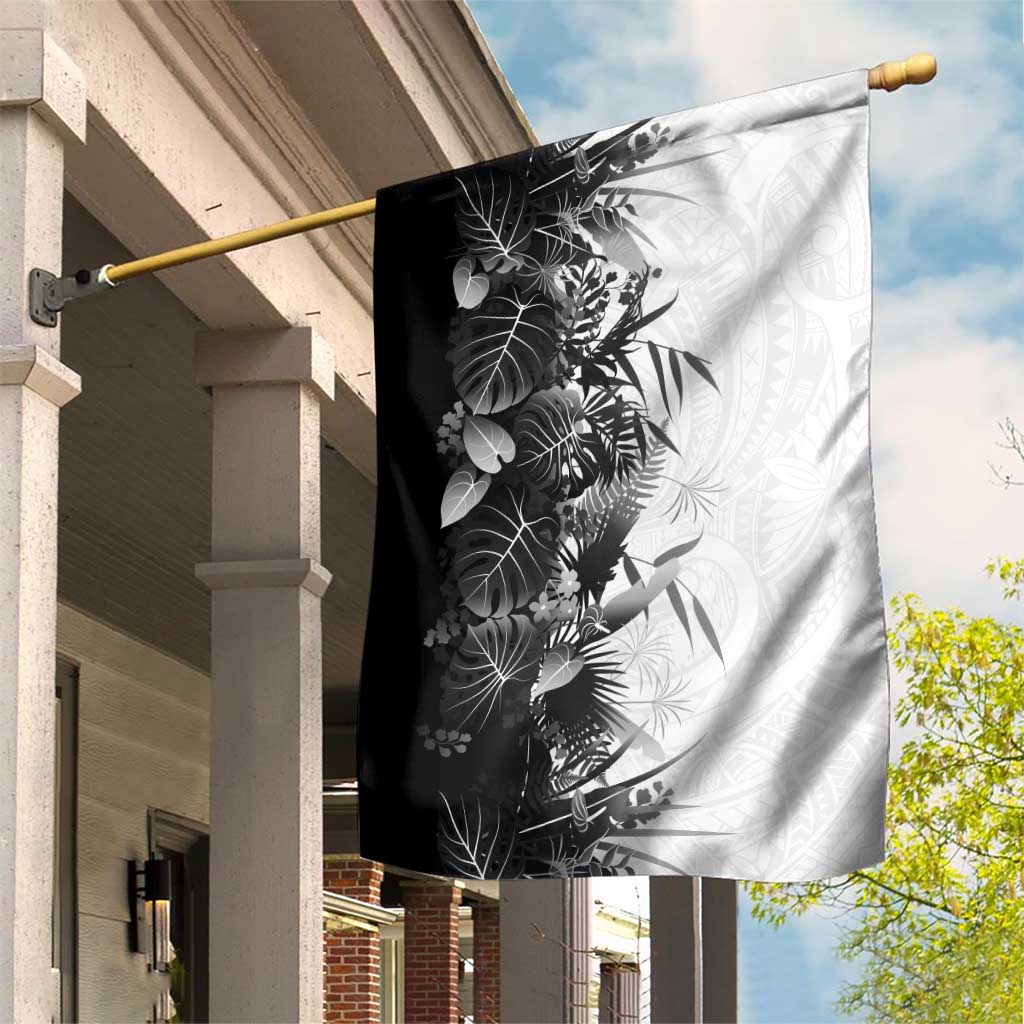 Hawaii Tropical Plant Monochrome Garden Flag Vibrant Polynesian Pattern