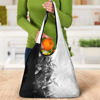 Hawaii Tropical Plant Monochrome Grocery Bag Vibrant Polynesian Pattern