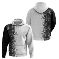 Hawaii Tropical Plant Monochrome Hoodie Vibrant Polynesian Pattern