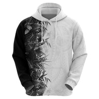 Hawaii Tropical Plant Monochrome Hoodie Vibrant Polynesian Pattern