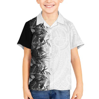 Hawaii Tropical Plant Monochrome Kid Hawaiian Shirt Vibrant Polynesian Pattern