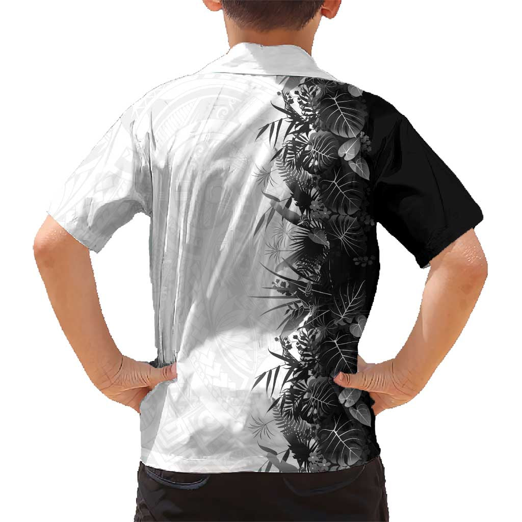 Hawaii Tropical Plant Monochrome Kid Hawaiian Shirt Vibrant Polynesian Pattern