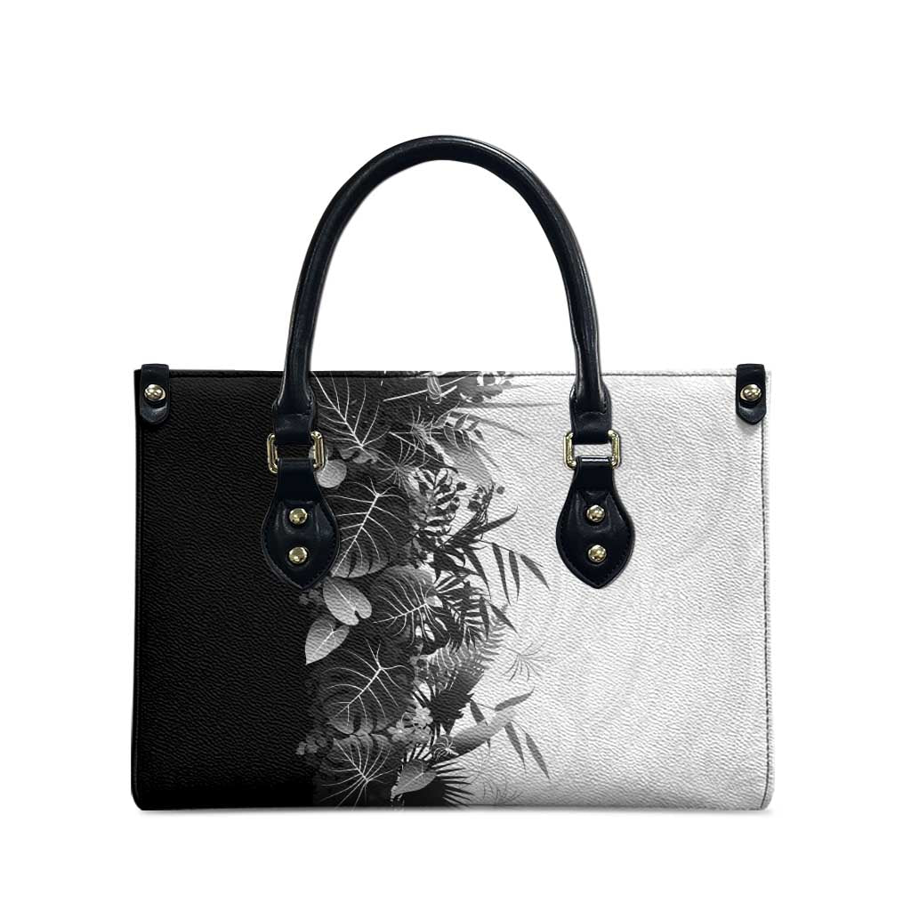 Hawaii Tropical Plant Monochrome Leather Bag Vibrant Polynesian Pattern