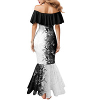 Hawaii Tropical Plant Monochrome Mermaid Dress Vibrant Polynesian Pattern