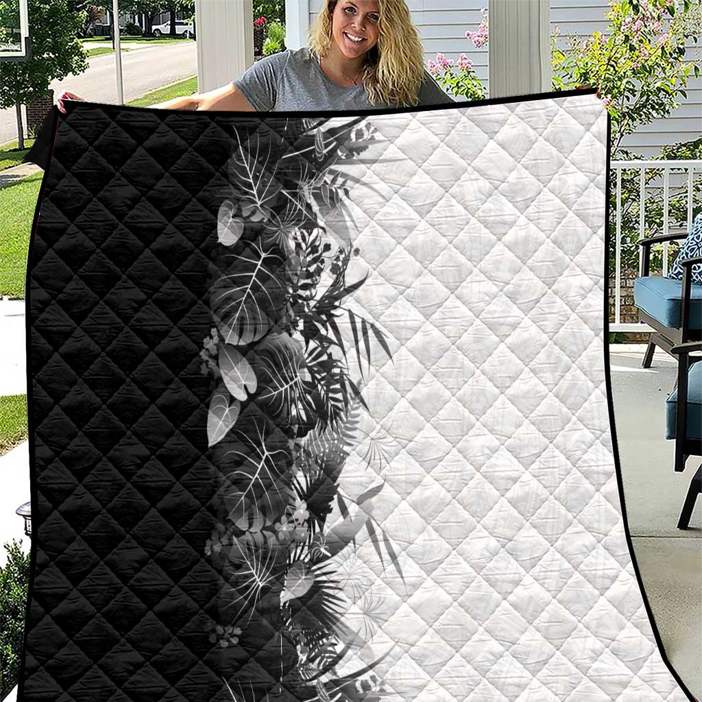 Hawaii Tropical Plant Monochrome Quilt Vibrant Polynesian Pattern