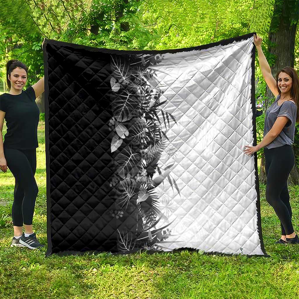Hawaii Tropical Plant Monochrome Quilt Vibrant Polynesian Pattern
