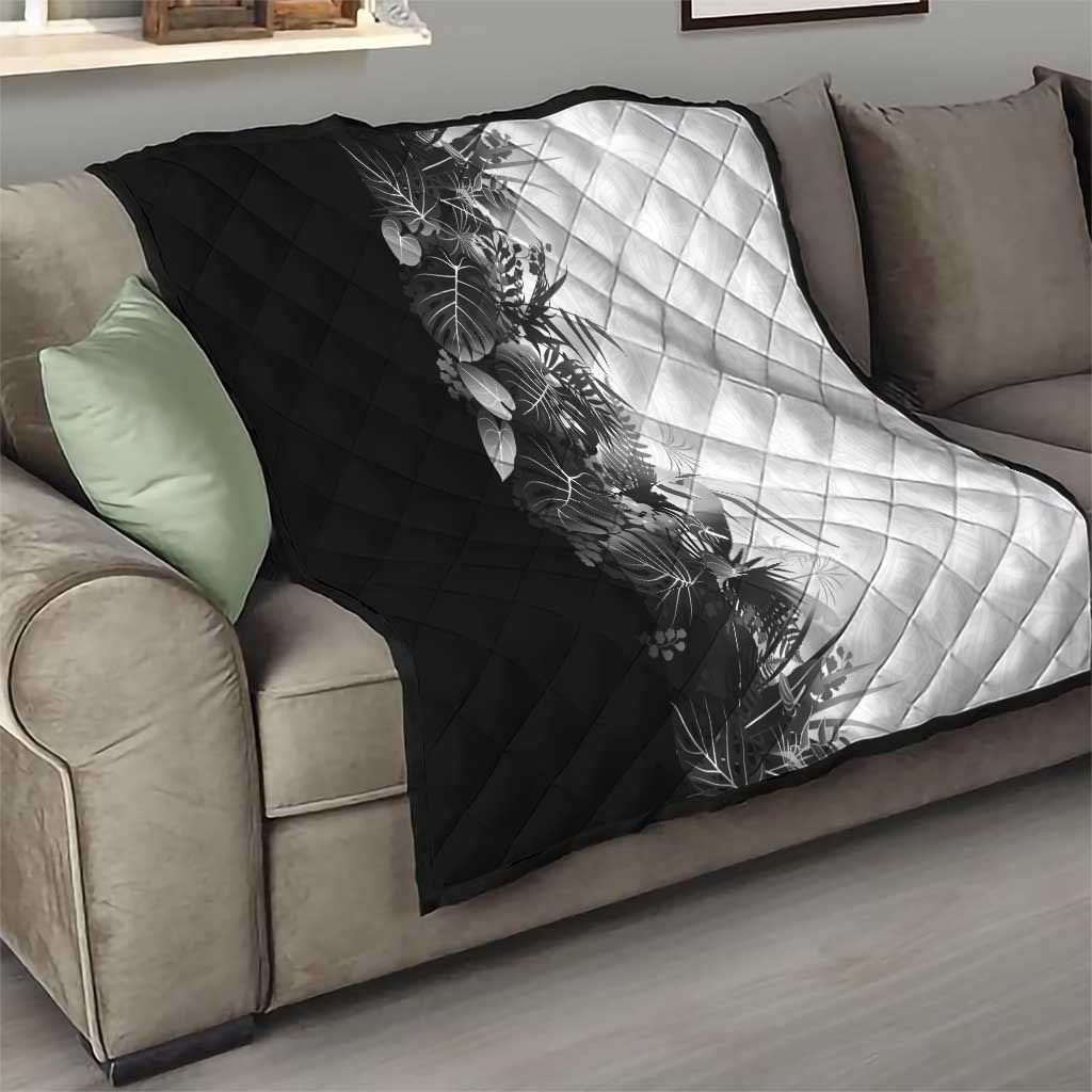 Hawaii Tropical Plant Monochrome Quilt Vibrant Polynesian Pattern