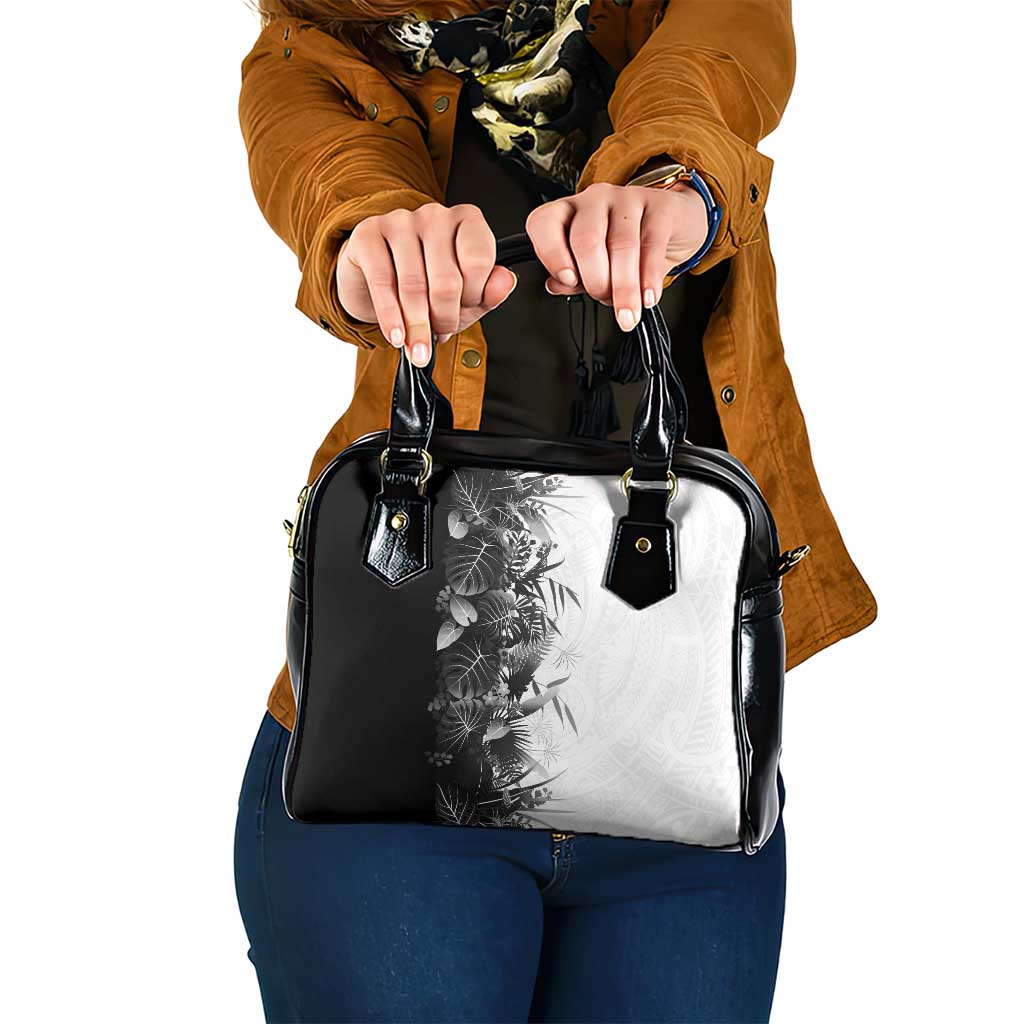 Hawaii Tropical Plant Monochrome Shoulder Handbag Vibrant Polynesian Pattern
