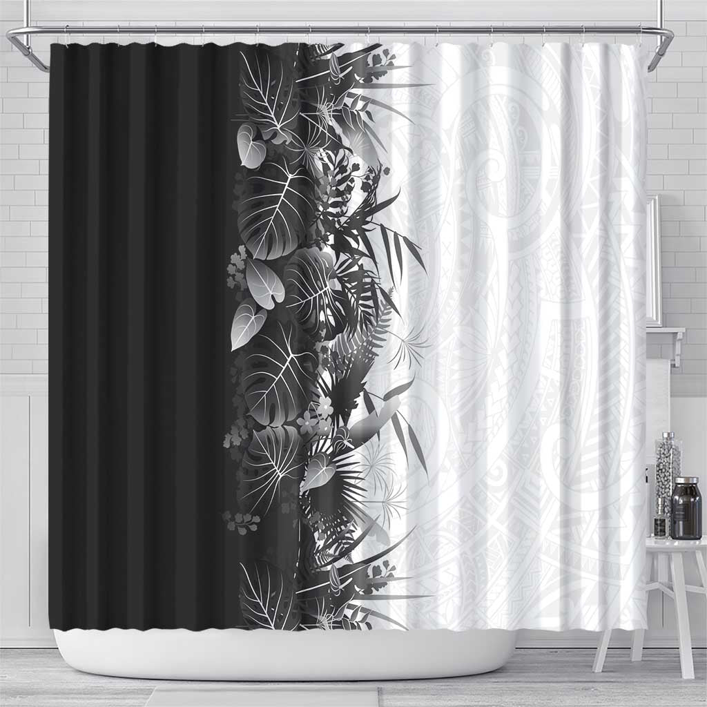 Hawaii Tropical Plant Monochrome Shower Curtain Vibrant Polynesian Pattern