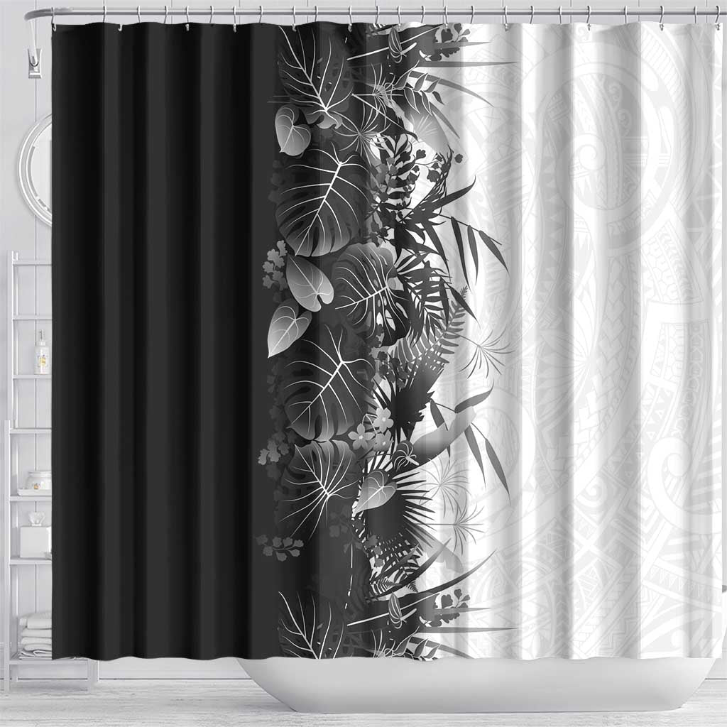 Hawaii Tropical Plant Monochrome Shower Curtain Vibrant Polynesian Pattern