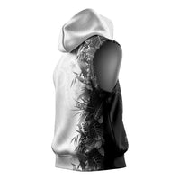 Hawaii Tropical Plant Monochrome Sleeveless Hoodie Vibrant Polynesian Pattern
