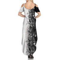 Hawaii Tropical Plant Monochrome Summer Maxi Dress Vibrant Polynesian Pattern