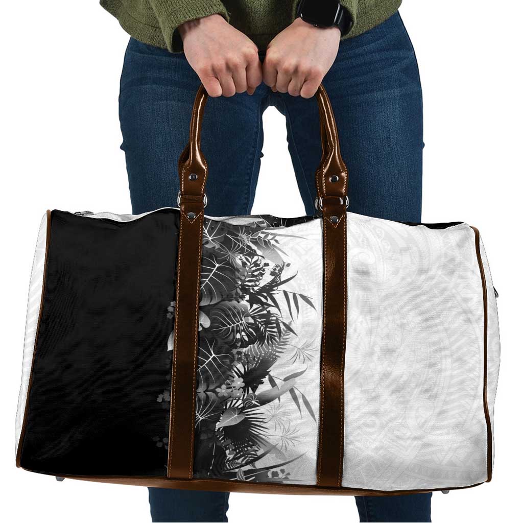 Hawaii Tropical Plant Monochrome Travel Bag Vibrant Polynesian Pattern