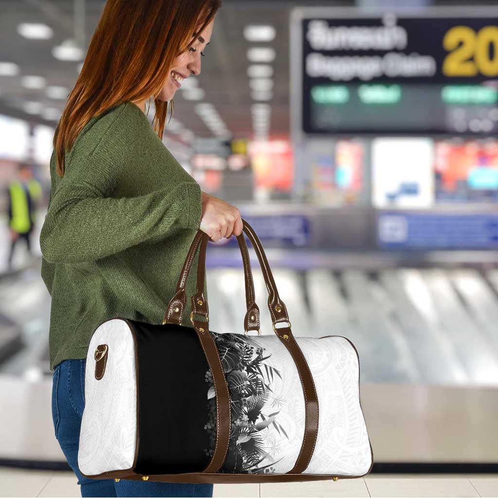 Hawaii Tropical Plant Monochrome Travel Bag Vibrant Polynesian Pattern