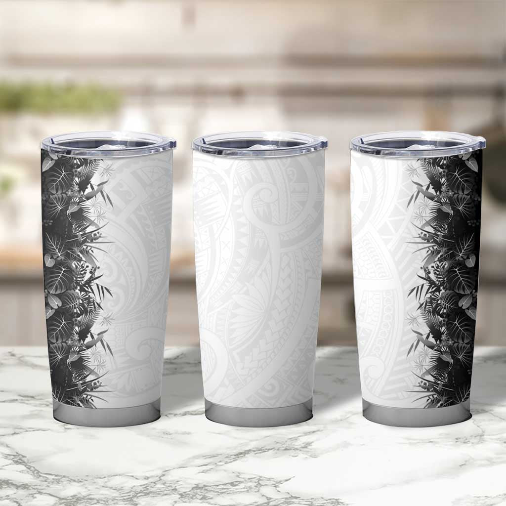 Hawaii Tropical Plant Monochrome Tumbler Cup Vibrant Polynesian Pattern