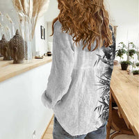 Hawaii Tropical Plant Monochrome Women Casual Shirt Vibrant Polynesian Pattern