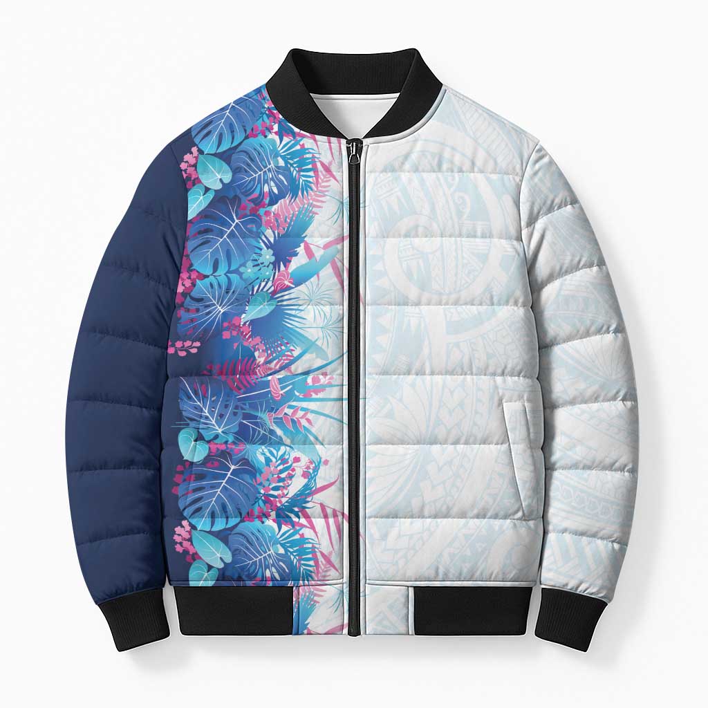 Hawaii Tropical Plant UliUli Bomber Puffer Jacket Vibrant Polynesian Pattern