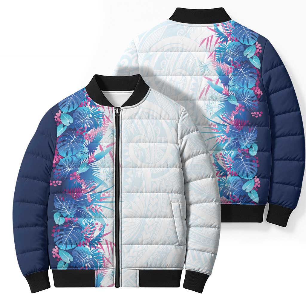Hawaii Tropical Plant UliUli Bomber Puffer Jacket Vibrant Polynesian Pattern