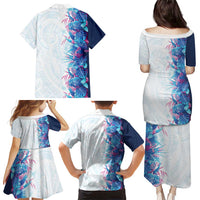 Hawaii Tropical Plant UliUli Family Matching Puletasi and Hawaiian Shirt Vibrant Polynesian Pattern