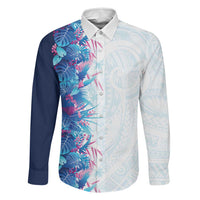 Hawaii Tropical Plant UliUli Family Matching Short Sleeve Bodycon Dress and Hawaiian Shirt Vibrant Polynesian Pattern