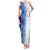 Hawaii Tropical Plant UliUli Family Matching Tank Maxi Dress and Hawaiian Shirt Vibrant Polynesian Pattern