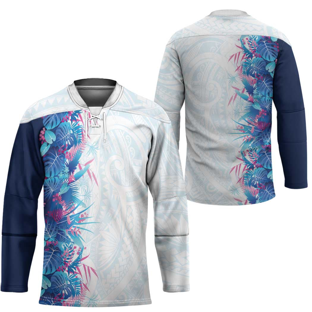 Hawaii Tropical Plant UliUli Hockey Jersey Vibrant Polynesian Pattern