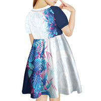 Hawaii Tropical Plant UliUli Kid Short Sleeve Dress Vibrant Polynesian Pattern