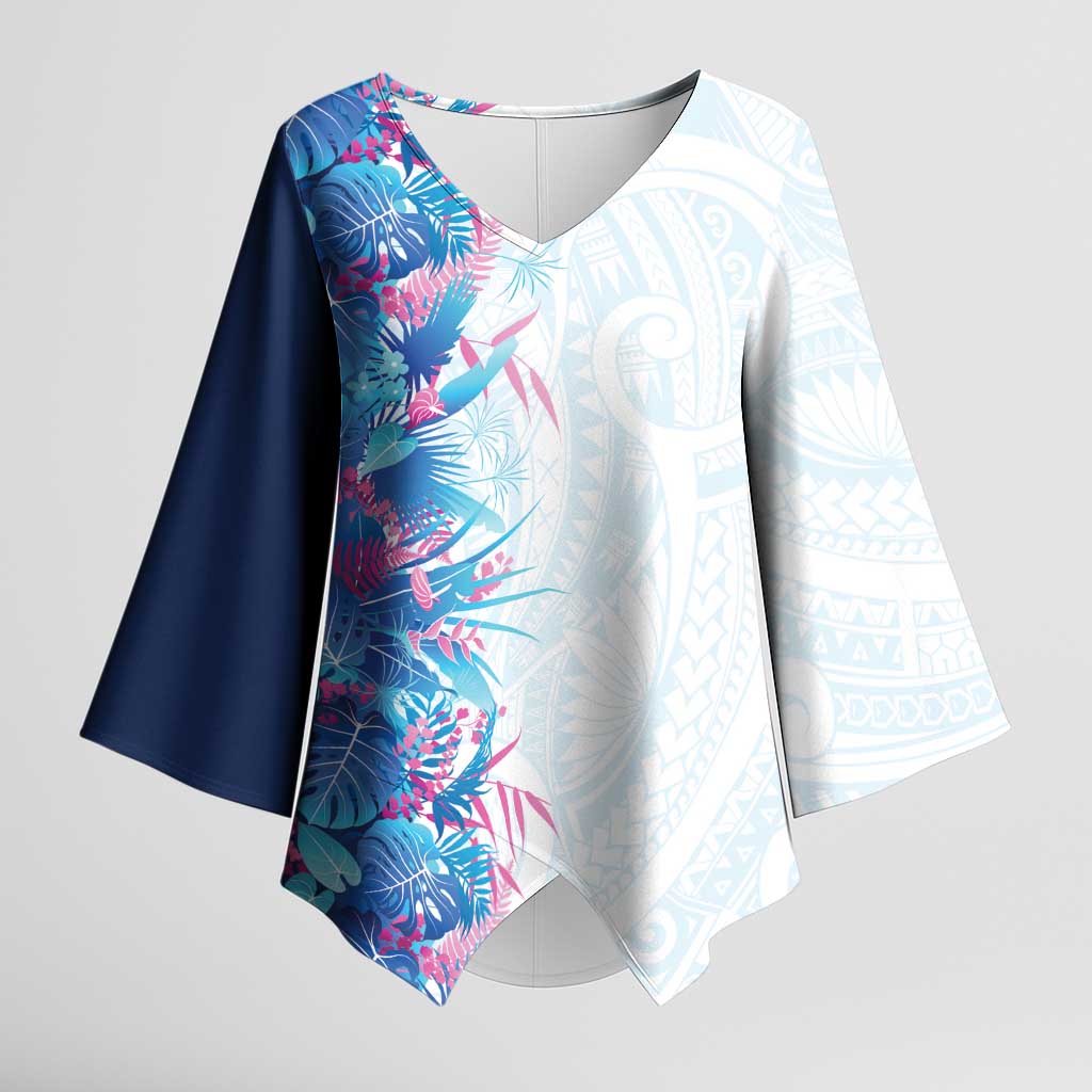 Hawaii Tropical Plant UliUli Kimono Sleeve Blouse Vibrant Polynesian Pattern