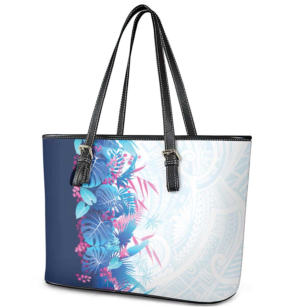 Hawaii Tropical Plant UliUli Leather Tote Bag Vibrant Polynesian Pattern
