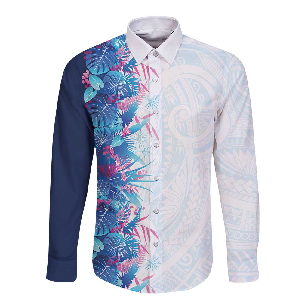 Hawaii Tropical Plant UliUli Long Sleeve Button Shirt Vibrant Polynesian Pattern