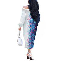 Hawaii Tropical Plant UliUli Off The Shoulder Long Sleeve Dress Vibrant Polynesian Pattern