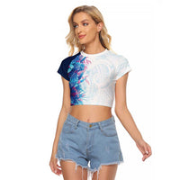 Hawaii Tropical Plant UliUli Raglan Cropped T Shirt Vibrant Polynesian Pattern