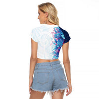 Hawaii Tropical Plant UliUli Raglan Cropped T Shirt Vibrant Polynesian Pattern