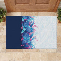 Hawaii Tropical Plant UliUli Rubber Doormat Vibrant Polynesian Pattern