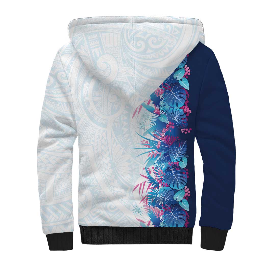 Hawaii Tropical Plant UliUli Sherpa Hoodie Vibrant Polynesian Pattern