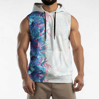 Hawaii Tropical Plant UliUli Sleeveless Hoodie Vibrant Polynesian Pattern
