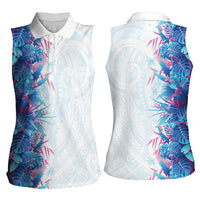 Hawaii Tropical Plant UliUli Women Sleeveless Polo Shirt Vibrant Polynesian Pattern LT01 - Polynesian Pride