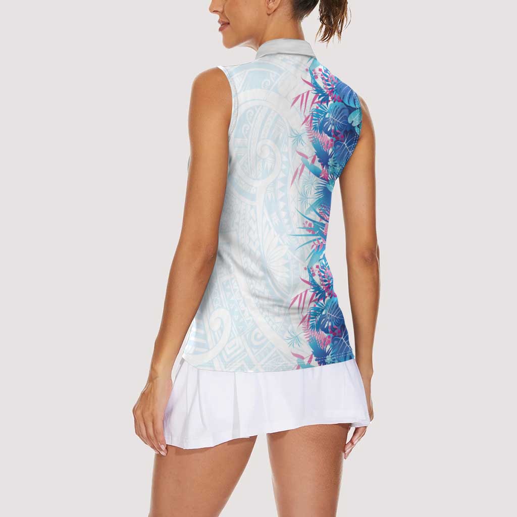 Hawaii Tropical Plant UliUli Women Sleeveless Polo Shirt Vibrant Polynesian Pattern LT01 - Polynesian Pride