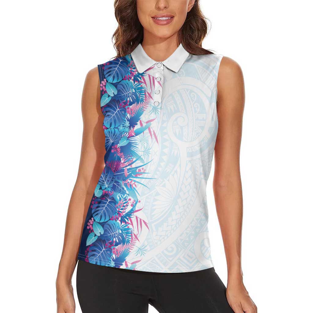 Hawaii Tropical Plant UliUli Women Sleeveless Polo Shirt Vibrant Polynesian Pattern LT01 - Polynesian Pride