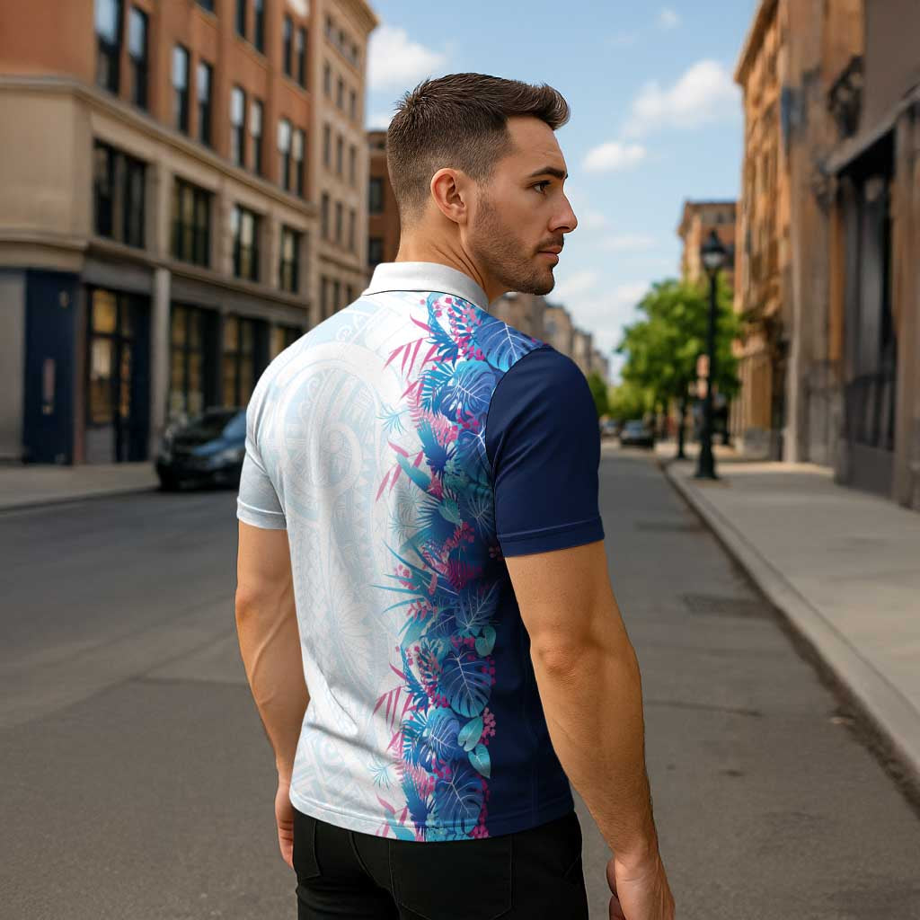 Hawaii Tropical Plant UliUli Zipper Polo Shirt Vibrant Polynesian Pattern