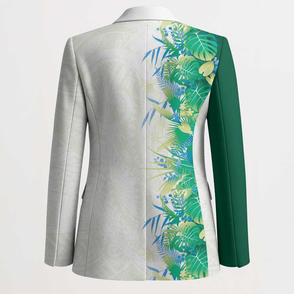 Hawaii Tropical Plant Omaomao Blazer Vibrant Polynesian Pattern